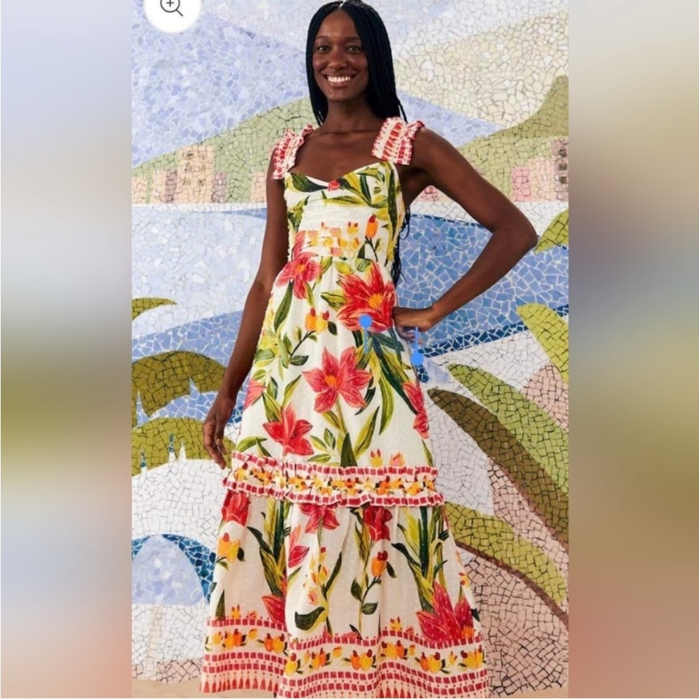 NWT Farm Rio Cashew Garden midi-dress; Women’s Size Large